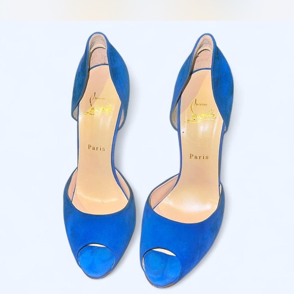 Christian Louboutin Vibrant Blue D’Orsay Peeptoe Pump 39.5